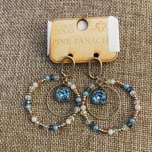 Pink Panache Blue and Gold Hoop Earrings
